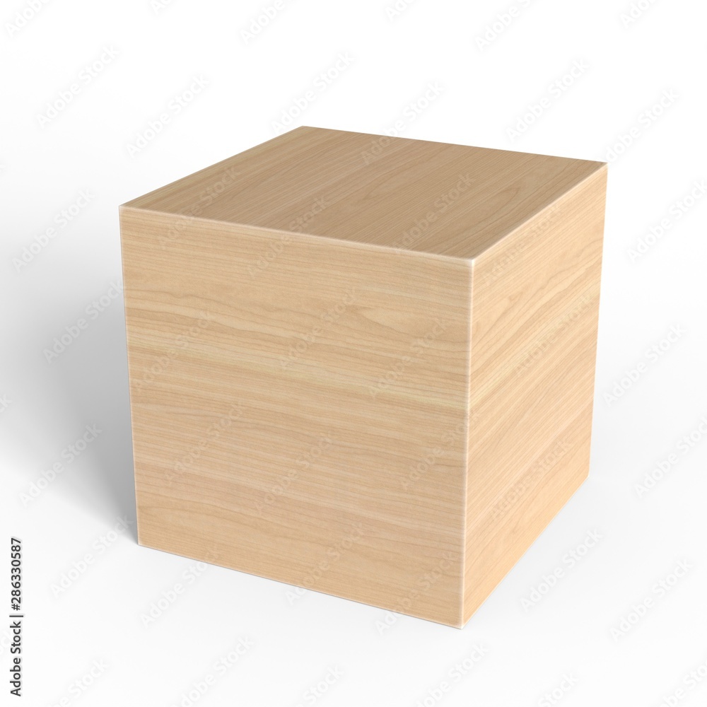 Wooden geometric cube isolated on white background Wooden geometric cube isolated on white background