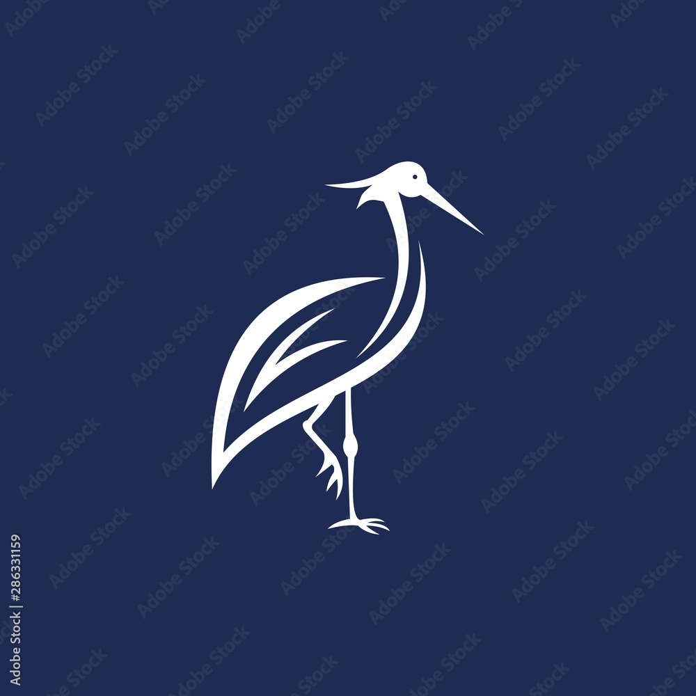 Fototapeta premium simple flat flamingo line art vector logo design