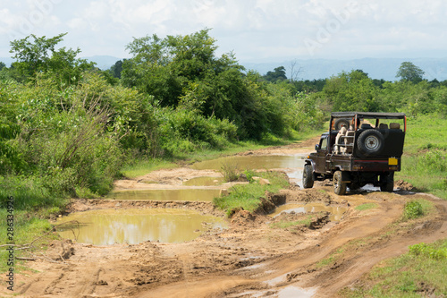 Sri Lanka safari vehicle on road
