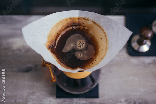 Fresh coffee brewing alternative method pour over