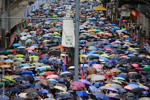 Sticker People protest on the street in hong kong on 1 July 2014