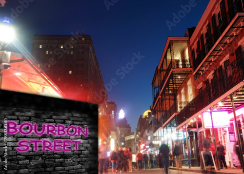  Bourbon Street New Orleans night scene