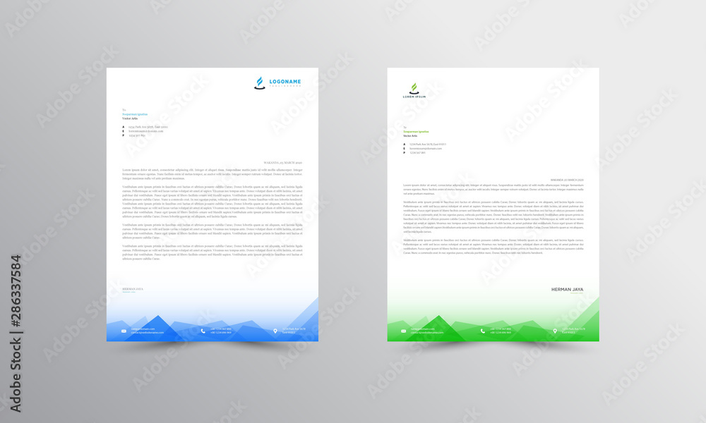 blue and green Abstract Letterhead Design Template - vector