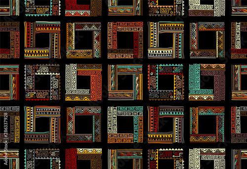 Abstract ethnic frames, seamless pattern for your design photo