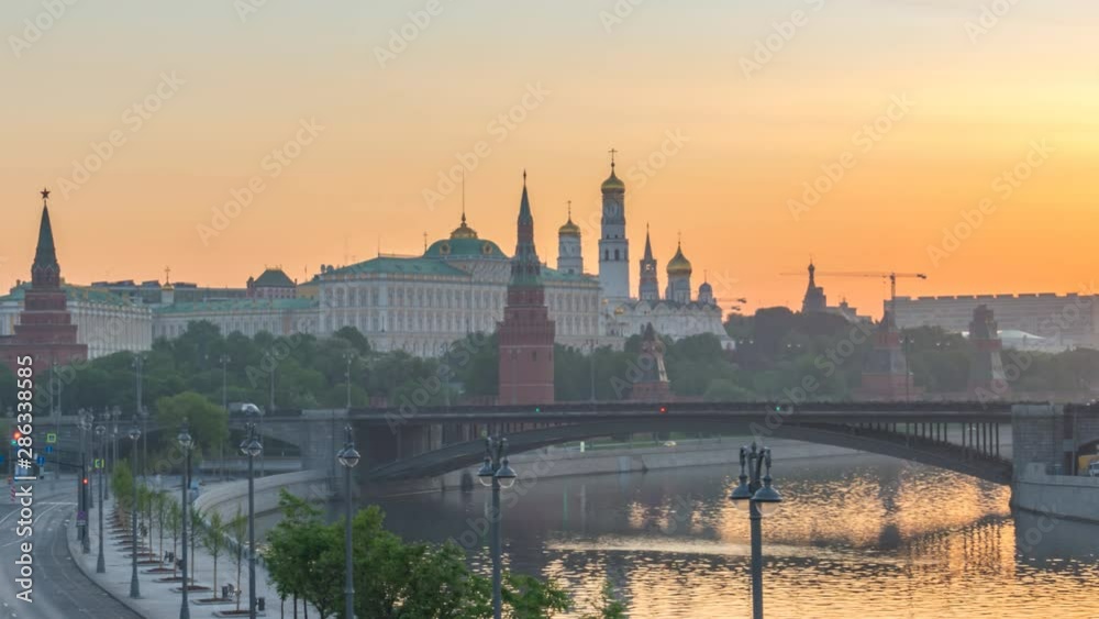 Moscow Russia time lapse 4K, city skyline sunrise timelapse at Kremlin Palace Red Square and Moscow River Moscow Russia time lapse 4K, city skyline sunrise timelapse at Kremlin Palace Red Square and Moscow River