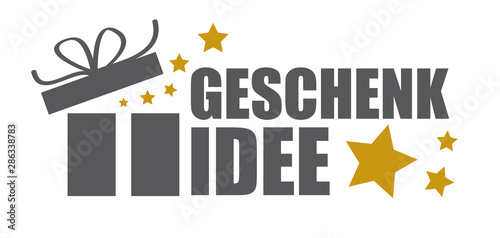 Banner Geschenkidee mit Geschenkkarton und Text