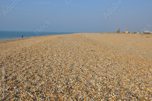 Shingle beach at Dungeness in Kent in Summer