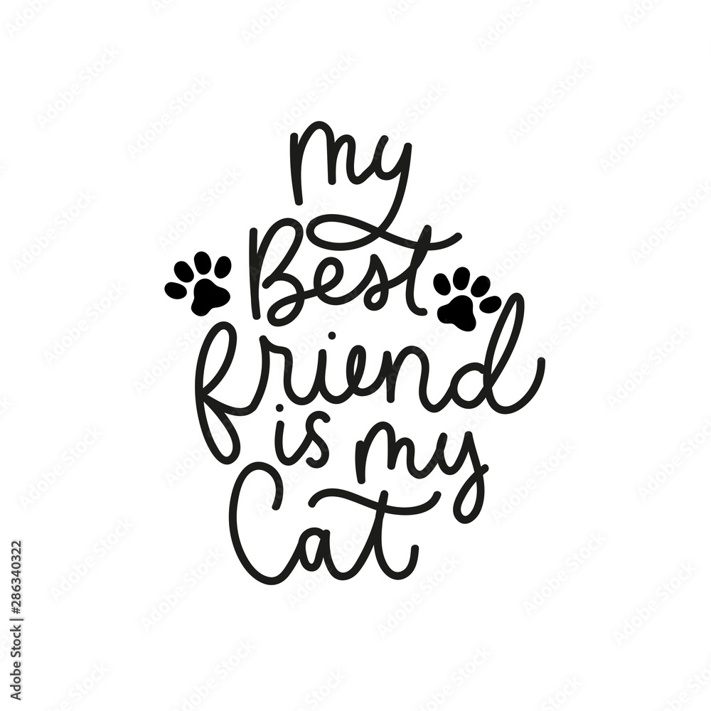 My best friend is my cat poster vector illustration. Inspirational and
