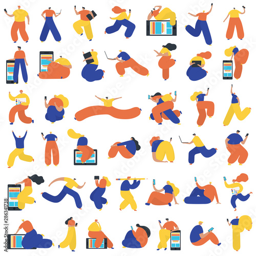 Set of business people flat icons. Flat style