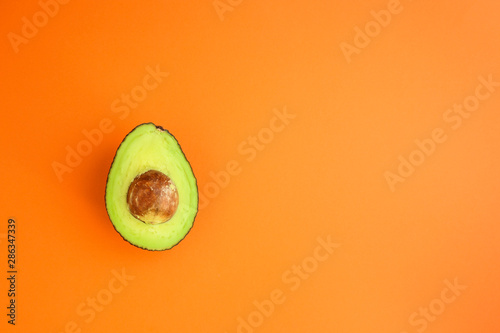 avocado, fresh and ripe fruit (vitamin product) concept. top food background. copy space
