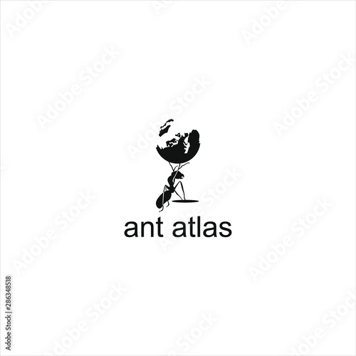 Ant Logo Carrying Globe Animal Silhouette Vector