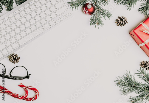 Merry Christmas and Happy new years office work space desktop concept.