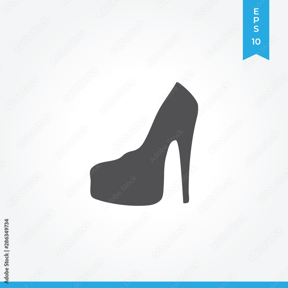 Feminine shoe vector icon, simple car sign. Feminine shoe vector icon, simple car sign.