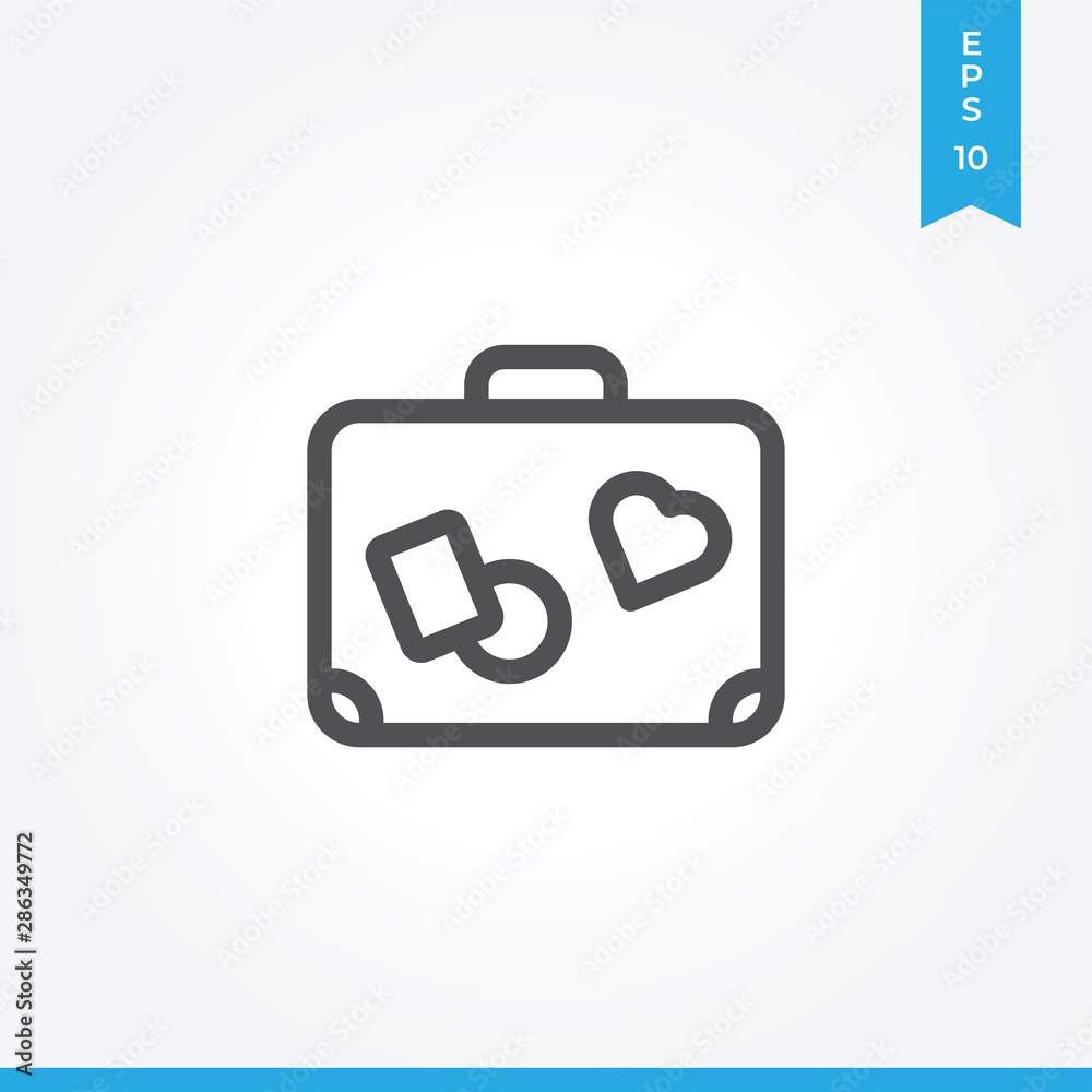 Suitcase vector icon, simple car sign. Suitcase vector icon, simple car sign.