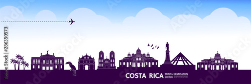 Costa Rica travel destination grand vector illustration.