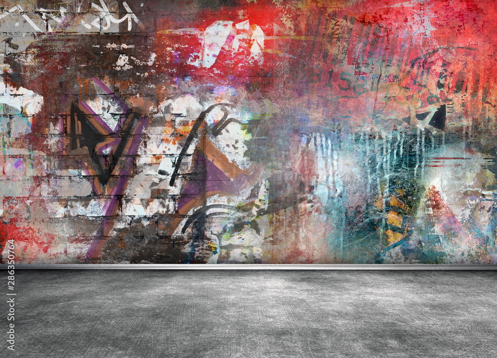 Graffiti wall grunge background - obrazy, fototapety, plakaty 