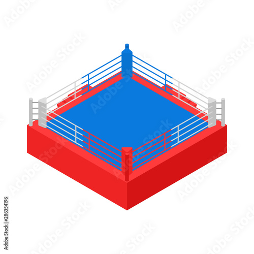 Empty Boxing Ring for Fight Sport Competition Concept 3d Isometric View. Vector