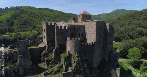 Ventadour castle lateral traveling, Ardèche, France