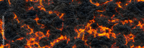 Burned charcoal- glowing surface of the coals. Abstract nature- 3d illustration