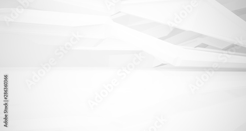 Abstract architectural white interior of a minimalist house with large windows.. 3D illustration and rendering.
