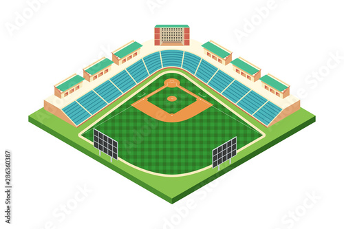 Isometric Baseball Stadium Illustration