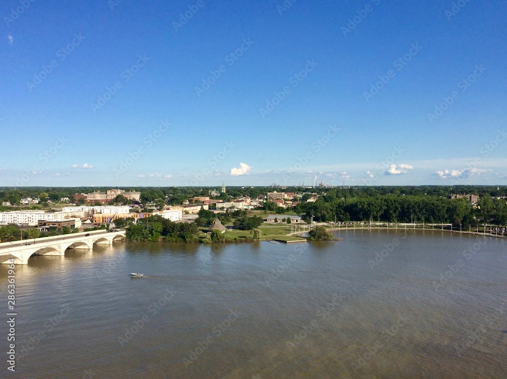 panoramic view of river and the bridge