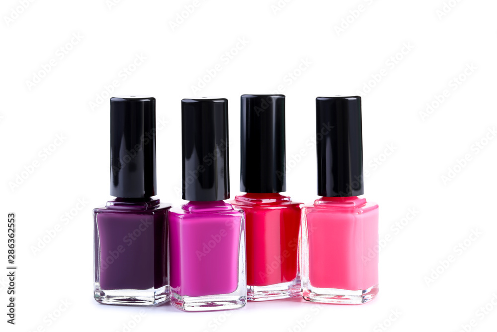 Nail polish bottles isolated on white background Nail polish bottles isolated on white background