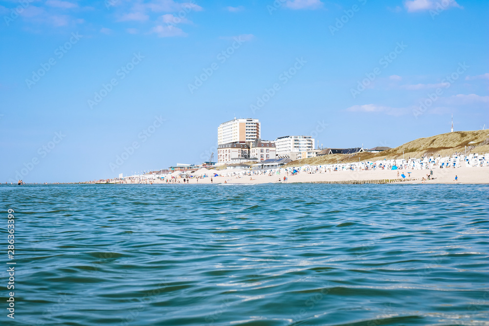 Naklejka premium Westerland beach seen from the north sea, Sylt, Germany