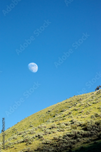 Day Moon Over Hills