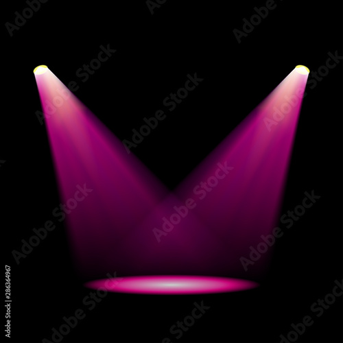 Glowing magenta spotlights