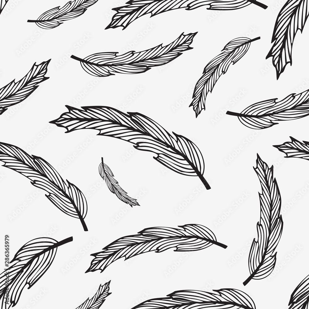 Seamless hippie pattern with feathers Seamless hippie pattern with feathers
