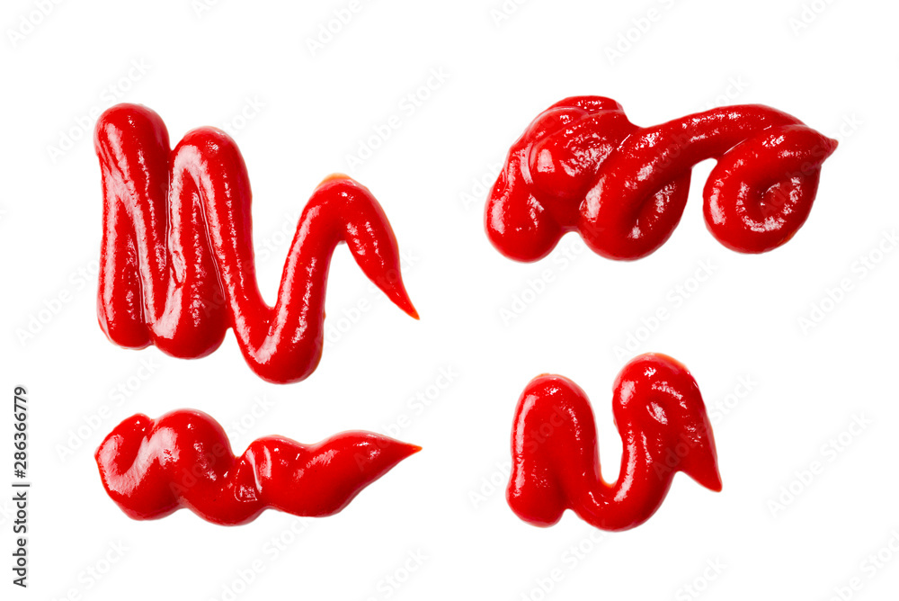 Ketchup splashes isolated on white background. Ketchup splashes isolated on white background.
