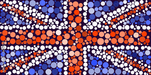 Grunge UK flag.Vector British flag. Abstract flag stylized with circles of different shades