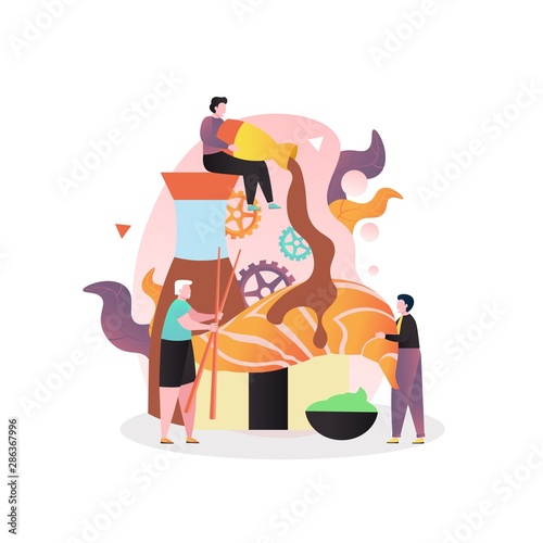 Japanese food vector concept for web banner, website page