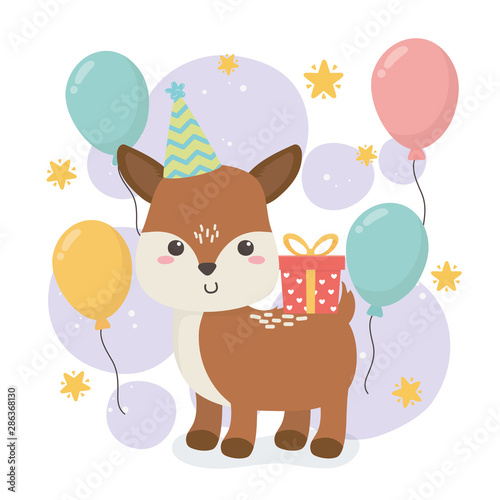 cute fawn animal farm in birthday party scene