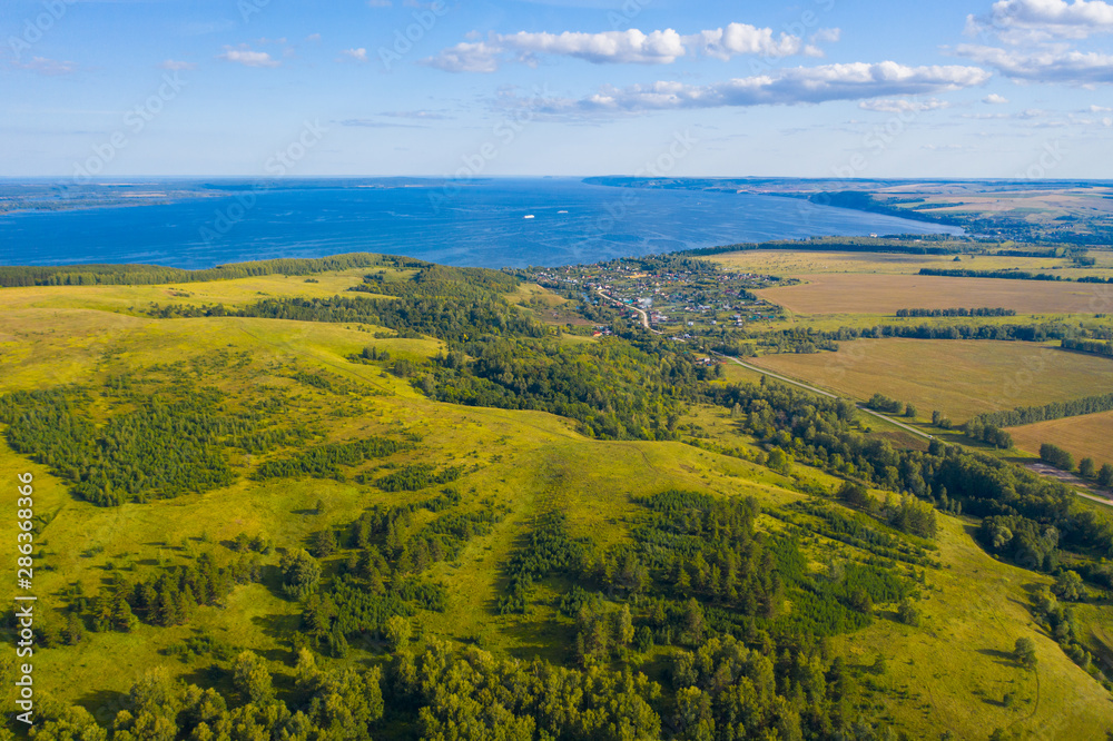 Fototapeta premium landscape at the confluence of the Volga and Kama rivers