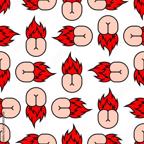 Butthurt background . Ass on fire ornament. Butt Hurt pattern seamless. irritability texture vector