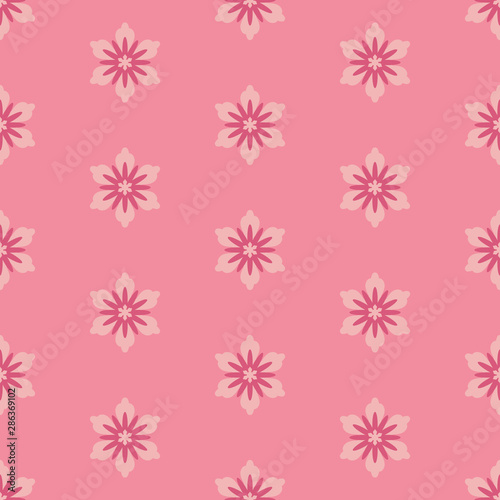 Japan style pattern with flowers. Floral sakura ornament illustration on pink © Aleksandra Sova