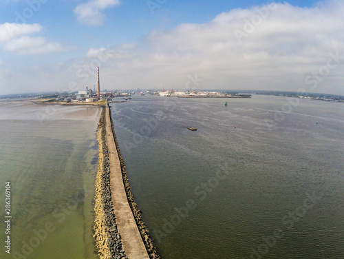 Canvas Print Aerial view of Dublin port