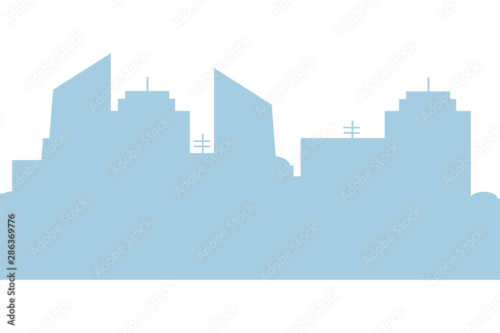 City buildings silhouette. Cityscape background. Isolated vector illustration