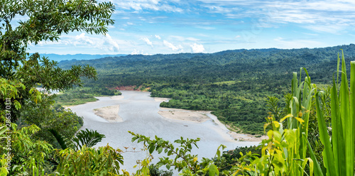View of the Amazonia lush forest from Manu National Reserve Park in Peru photo