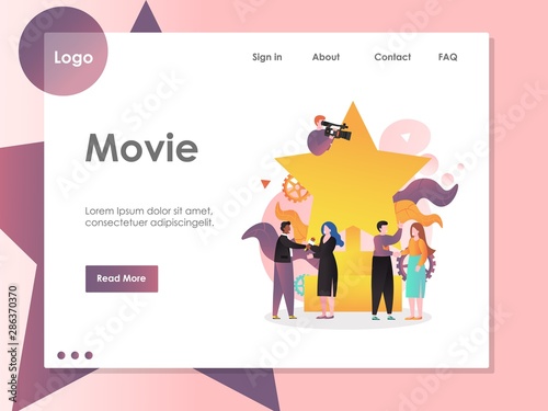 Movie vector website landing page design template