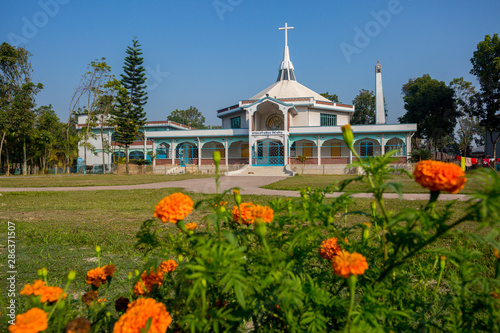Bangladesh – March 01, 2019: Church of Mary, an old-age historic Catholic church also tourist spot at Rajarampur Village, Dinajpur