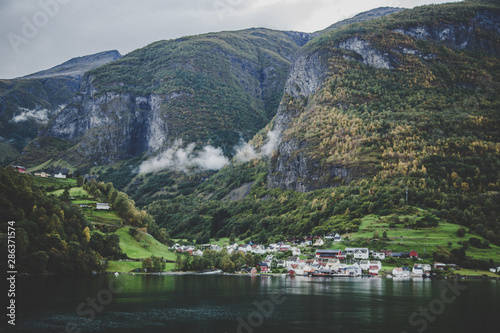 The UNESCO Naeroyfjord views from the cruise, near Bergen in Norway