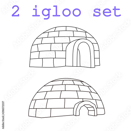 2 outline vector set of igloo illustrations