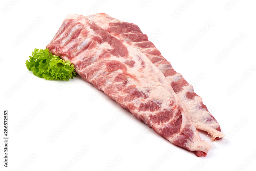 Pork belly ribs, isolated on white background Pork belly ribs, isolated on white background