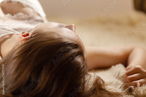 woman lying in bed