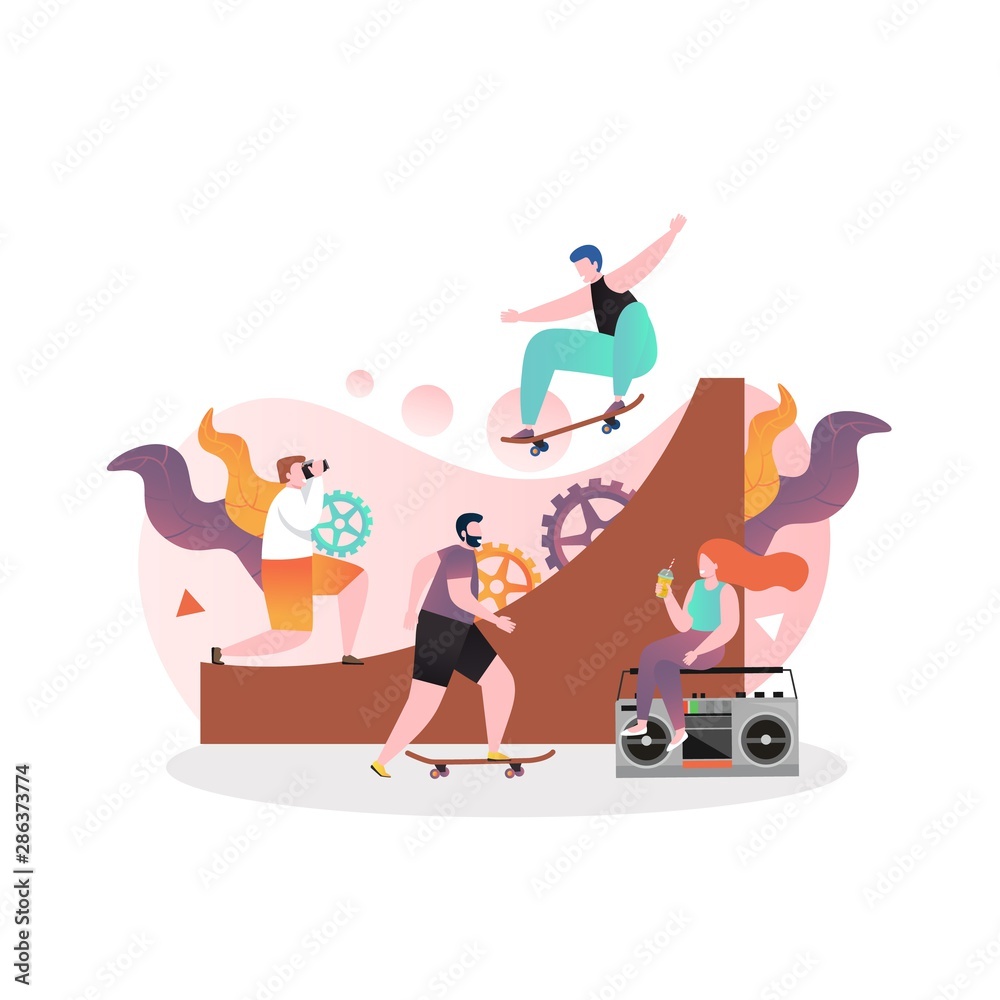 Foto Skateboarding vector concept for web banner, website page