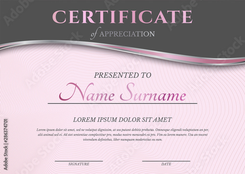 Feminine Pink Certificate Diploma Template
