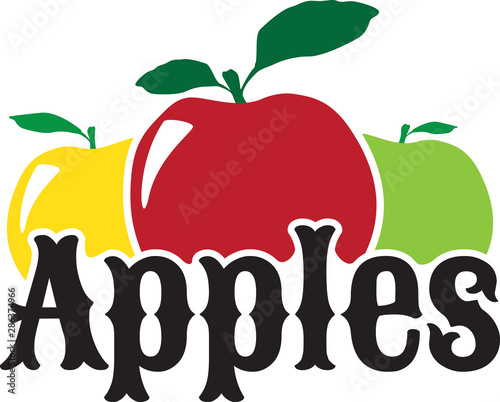 Apples logo for farm stand or packaging, apple orchard sign